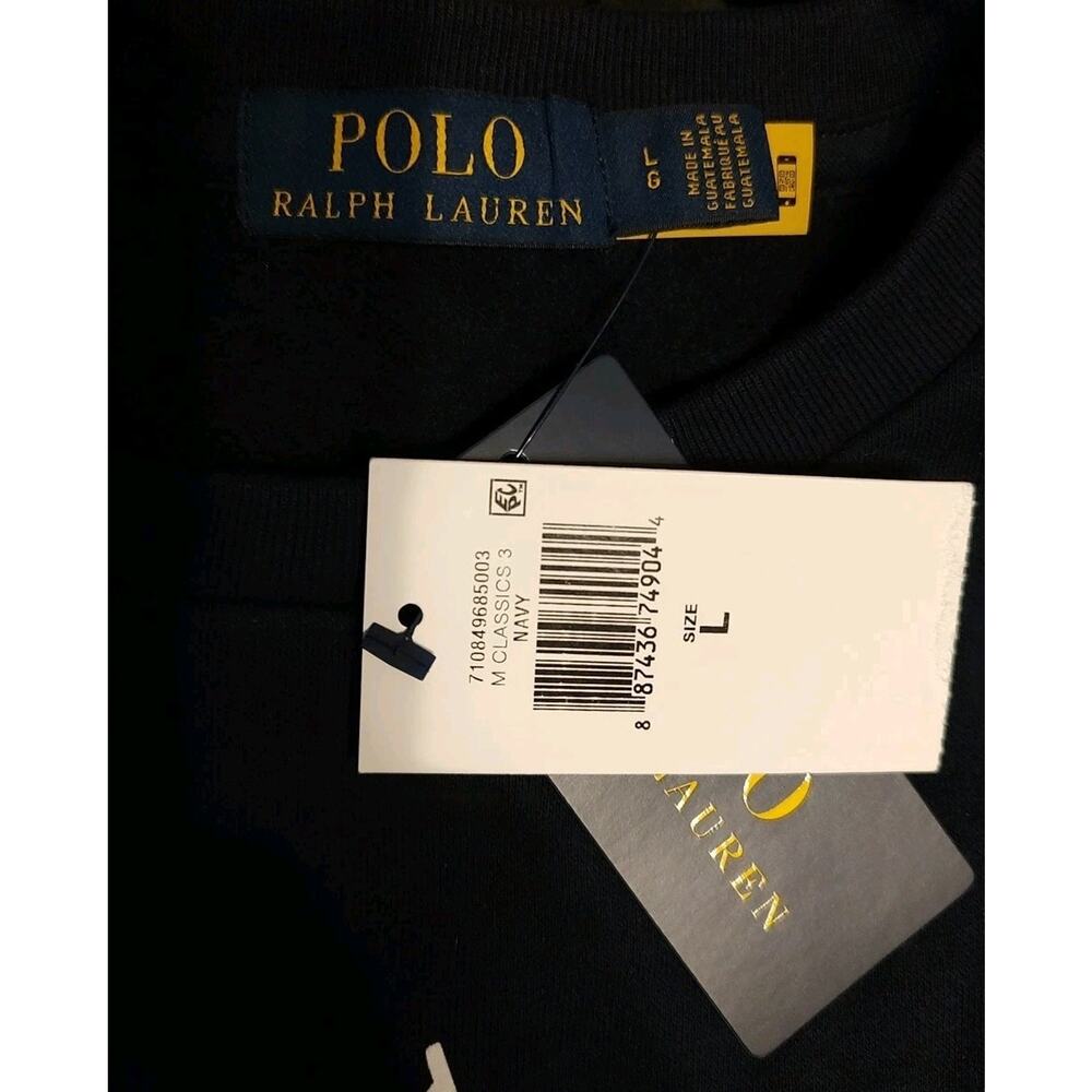 Men's Polo Ralph Lauren Sweatshirt Blue Big Pony Fleece Crewneck - Large NWT - Picture 3 of 4